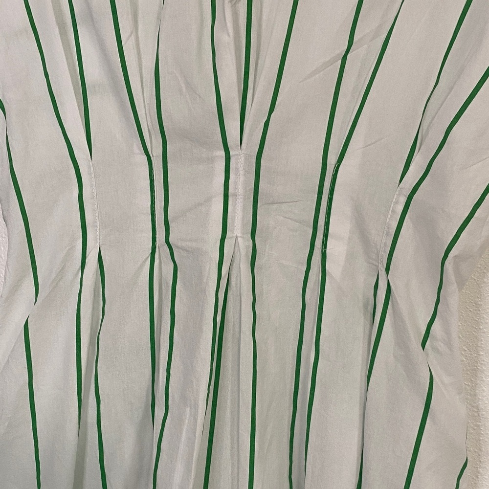 Elegant Green and White Striped Mini Dress - Picture 8 of 14